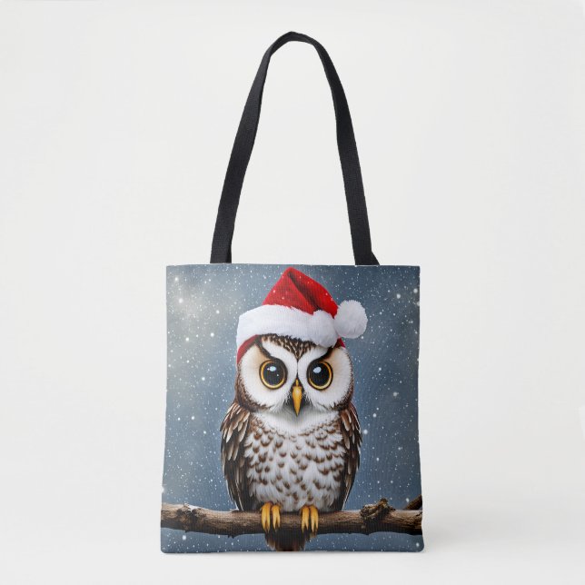 A Cute Christmas Owl Tote Bag (Front)