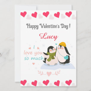 A cute couple of penguins on Valentine’s Day  Holiday Card