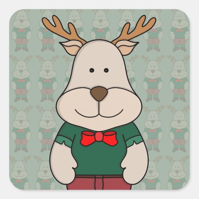 A cute deer square sticker (Front)