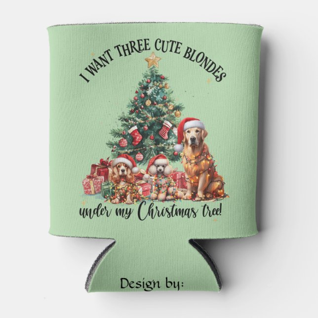 A cute dog and puppy lover Christmas design Can Cooler (Front)