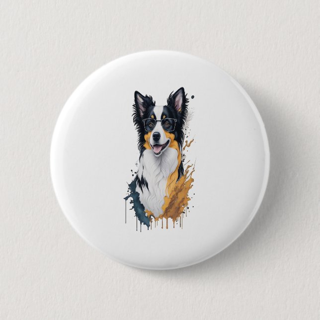 A cute dog Border Collie  2 Inch Round Button (Front)