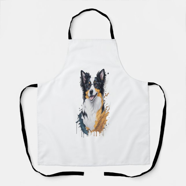 A cute dog Border Collie  Apron (Front)