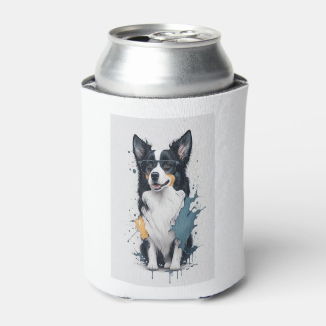 A cute dog Border Collie  Can Cooler (Can Front)