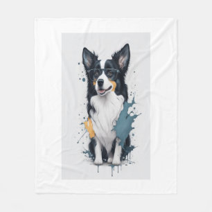 A cute dog Border Collie  Fleece Blanket