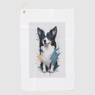 A cute dog Border Collie Golf Towel