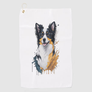 A cute dog Border Collie  Golf Towel