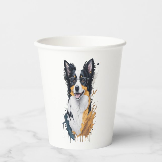 A cute dog Border Collie  Paper Cups (Front)