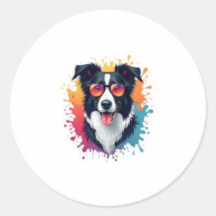 A cute dog Border Collie [RB#10009]  Classic Round Sticker
