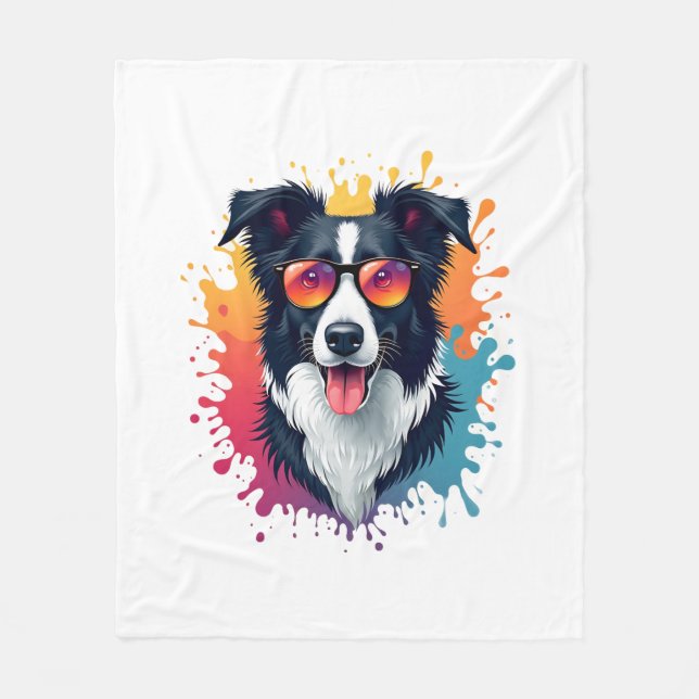 A cute dog Border Collie [RB#10009]  Fleece Blanket (Front)