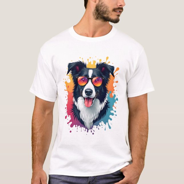 A cute dog Border Collie [RB#10009]  T-Shirt (Front)