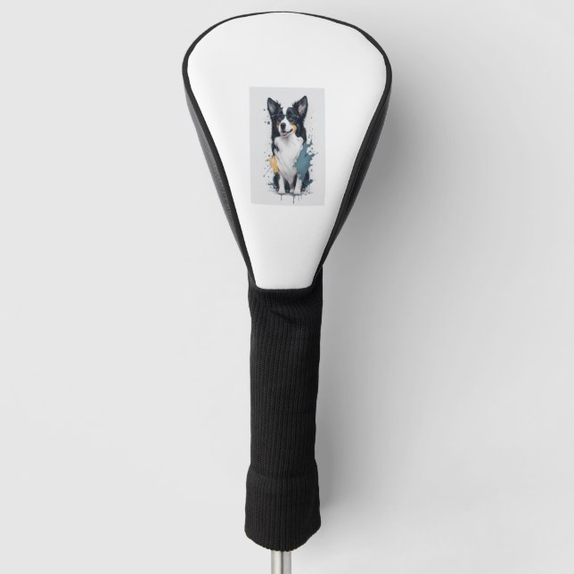A cute dog Border Collie [RB#10011]  Golf Head Cover (Front)