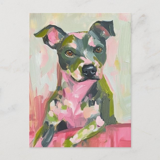 A Cute Dog Grey Pittie Mix Postcard (Front)