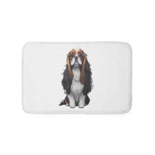 A cute dog King Charles Spaniel  Bath Mat
