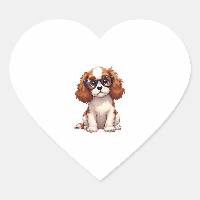 A cute dog King Charles Spaniel COPY Heart Sticker (Front)