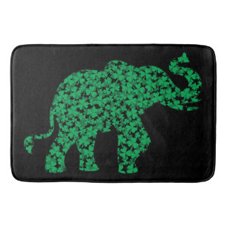 a cute elephant made up of shamrocks bath mat