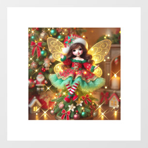 A cute fairy on Xmas tree colourful design  Window Cling