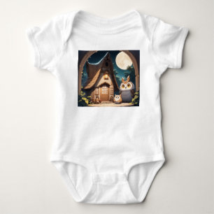 A cute fluffy owl Mama and a little one bodysuit