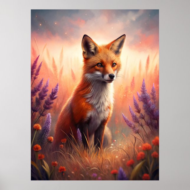 A Cute Forest Red Fox Poster (Front)