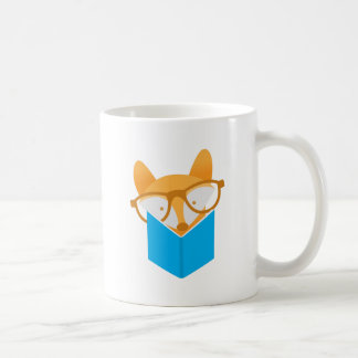 a cute fox reading coffee mug
