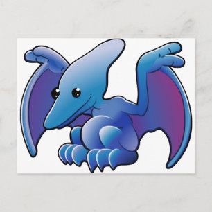 A cute friendly dinosaur pterodactyl or pteranodon postcard