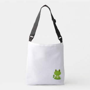 A cute frog graphic on a tote bag.