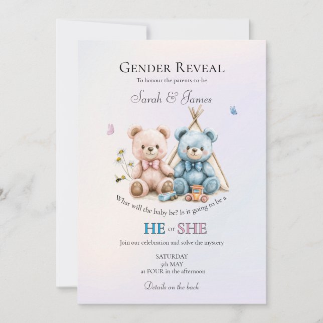 A Cute Gender Reveal Party Invitation (Devant)