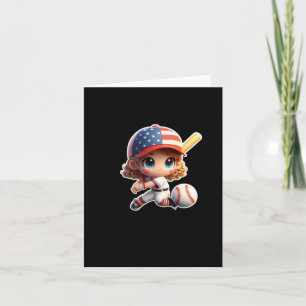 A Cute Girl Baseball Sport Sticker Card
