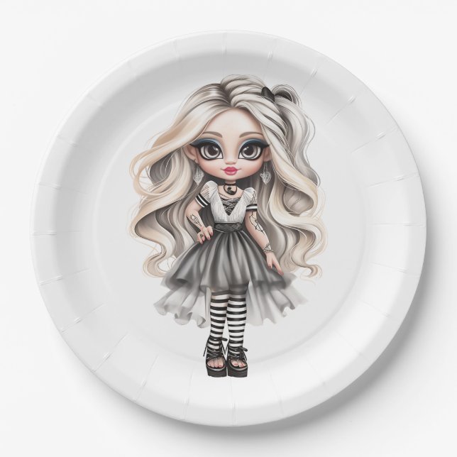 A Cute Girl Halloween Design Collection 12 Paper Plate (Front)
