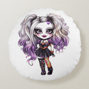 A Cute Girl Halloween Design Collection 18 Round Pillow