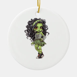 A Cute Girl Halloween Design Collection 6 Ceramic Ornament
