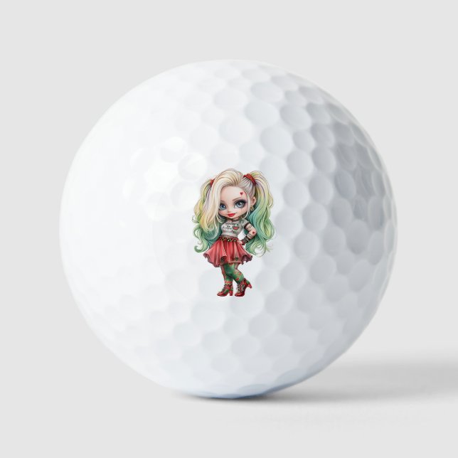A Cute Girl Halloween Design Collection 9 Golf Balls (Front)
