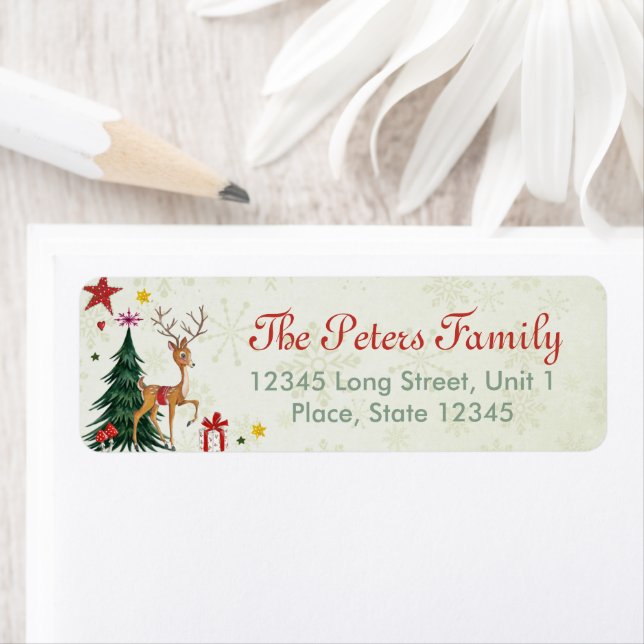 A cute green tree Girly Christmas animal Reindeer (Insitu)