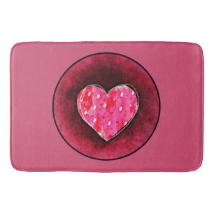 A  Cute Hand Drawn Pink Heart on a Grunge Texture Bath Mat