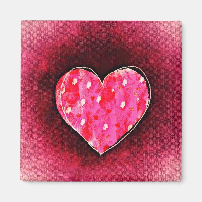 A  Cute Hand Drawn Pink Heart on a Grunge Texture Magnet (Front)