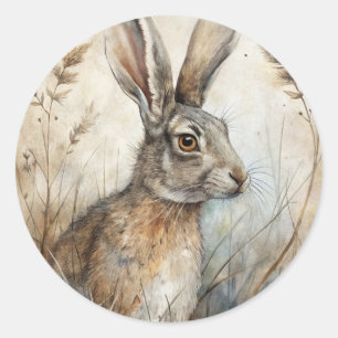 A Cute Hare in Forest Classic Round Sticker