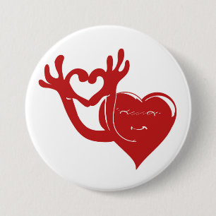 a cute heart making a heart sign with fingers 3 inch round button