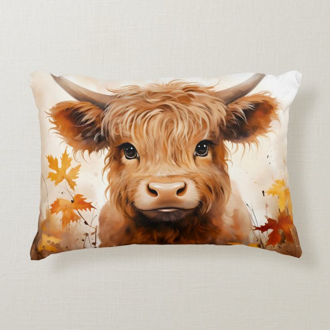 A Cute Highland Cow Series Design 1 Accent Pillow (Front)