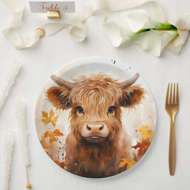 A Cute Highland Cow Series Design 1 Paper Plate (Wedding)