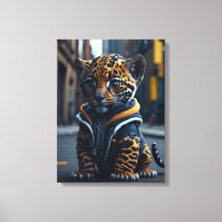 A cute Kawaii tiny hyper realistic baby jaguar Canvas Print