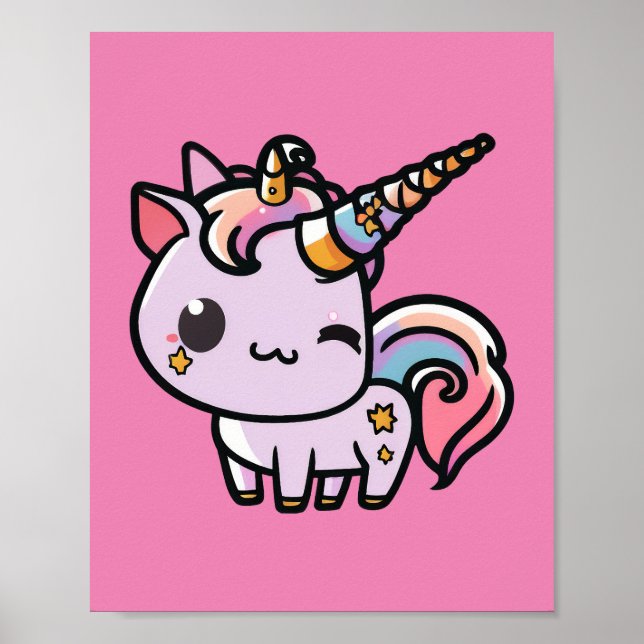 A cute kawaii unicorn poster (Front)