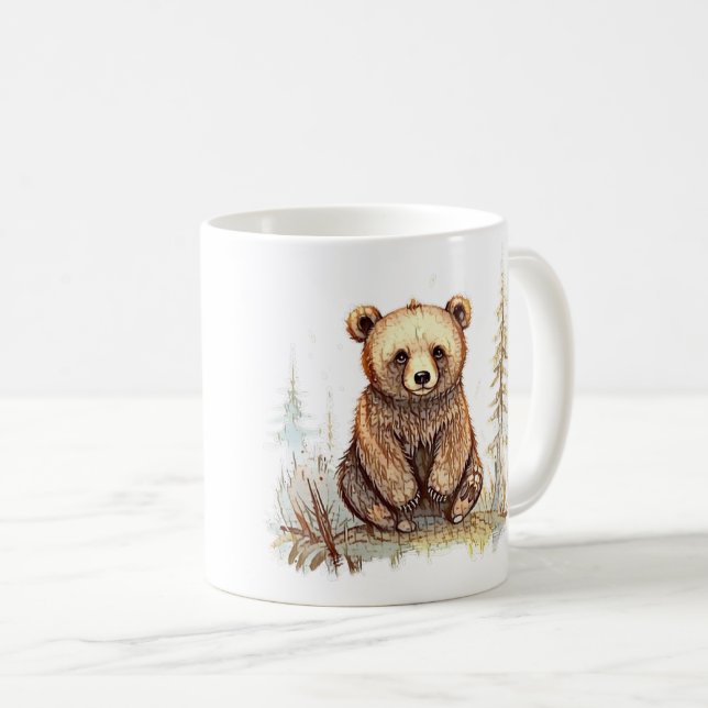 A cute little bear - Artistic illustration design Coffee Mug (Front Right)