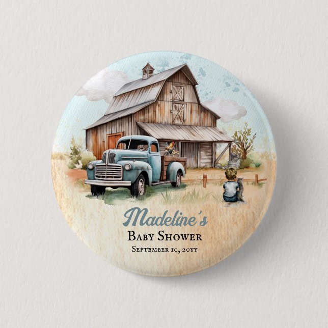 A Cute Little Farmer Baby Shower 2 Inch Round Button (Front)