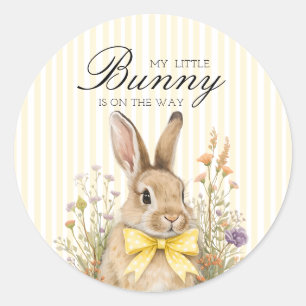 A cute little Floral Bunny Yellow Bow Baby Shower Classic Round Sticker