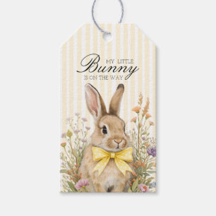 A cute little Floral Bunny Yellow Bow Baby Shower Gift Tags