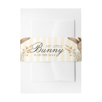 A cute little Floral Bunny Yellow Bow Baby Shower  Invitation Belly Band