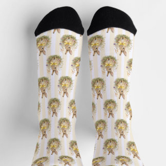 A cute little Floral Bunny Yellow Bow Baby Shower  Socks