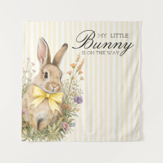 A cute little Floral Bunny Yellow Bow Baby Shower  Tapestry