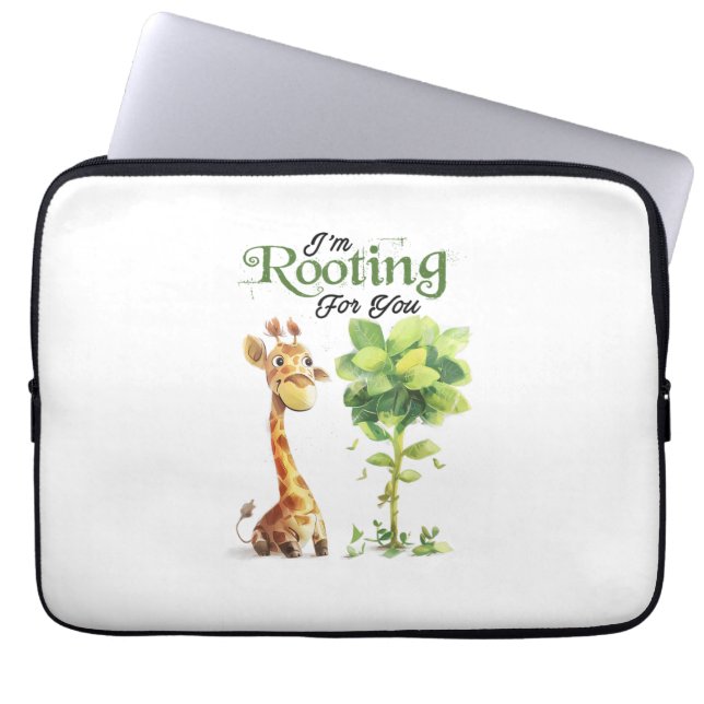 A Cute Little Giraffe With The Tree, Rooting For Y Laptop Sleeve (Front)