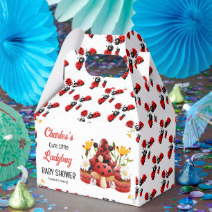 A Cute Little Ladybug Is On Her Way Baby Shower Favor Box