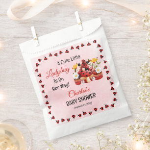 A Cute Little Ladybug Is On Her Way Baby Shower Favour Bag